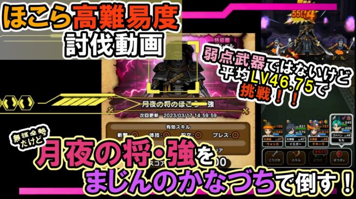 【ドラクエウォーク】平均レベル46.75で月夜の将・強のほこらをゴッドハンドで攻略する！【DQW/弱点武器/無課金勢】