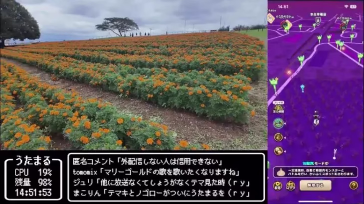 【ドラクエウォークLive】5周年魔王復活イベント第５章とメガモン「魔王ラスヴェーザ」と本庄のマリーゴールドの丘さんぽ【ツイキャス同時配信】