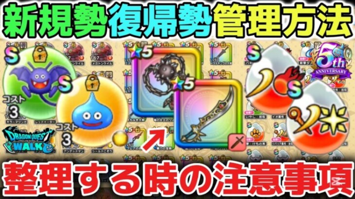 【ドラクエウォーク】武器やこころ心珠の管理方法について！各アイテムを整理するの時の注意事項！※初心者、新規勢、復帰勢向け【DQウォーク】