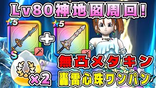 【ドラクエウォーク】Lv80神地図周回!無凸メタキン剣、轟雷心珠ワンパン狩りできます!【DQW】