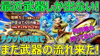 【ドラクエウォーク】最近武器しか出ない！チケット60連で月輪ゲットか！？